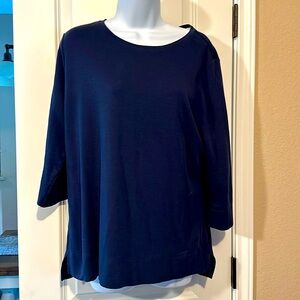 Isaac Mizrahi Essentials Pima Cotton Crew Neck Tunic - Navy - L